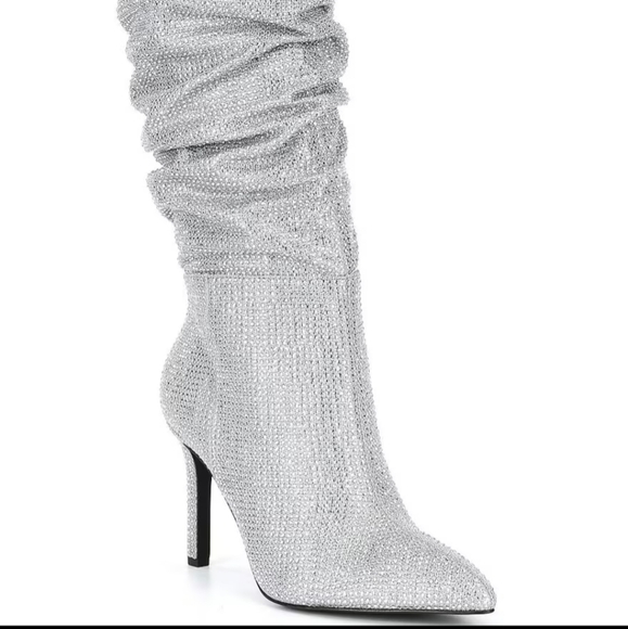Gianni Bini x Nastia Liukin Kiki Rhinestone Slouchy Pointed Toe Dress Boots 7M - Picture 1 of 12